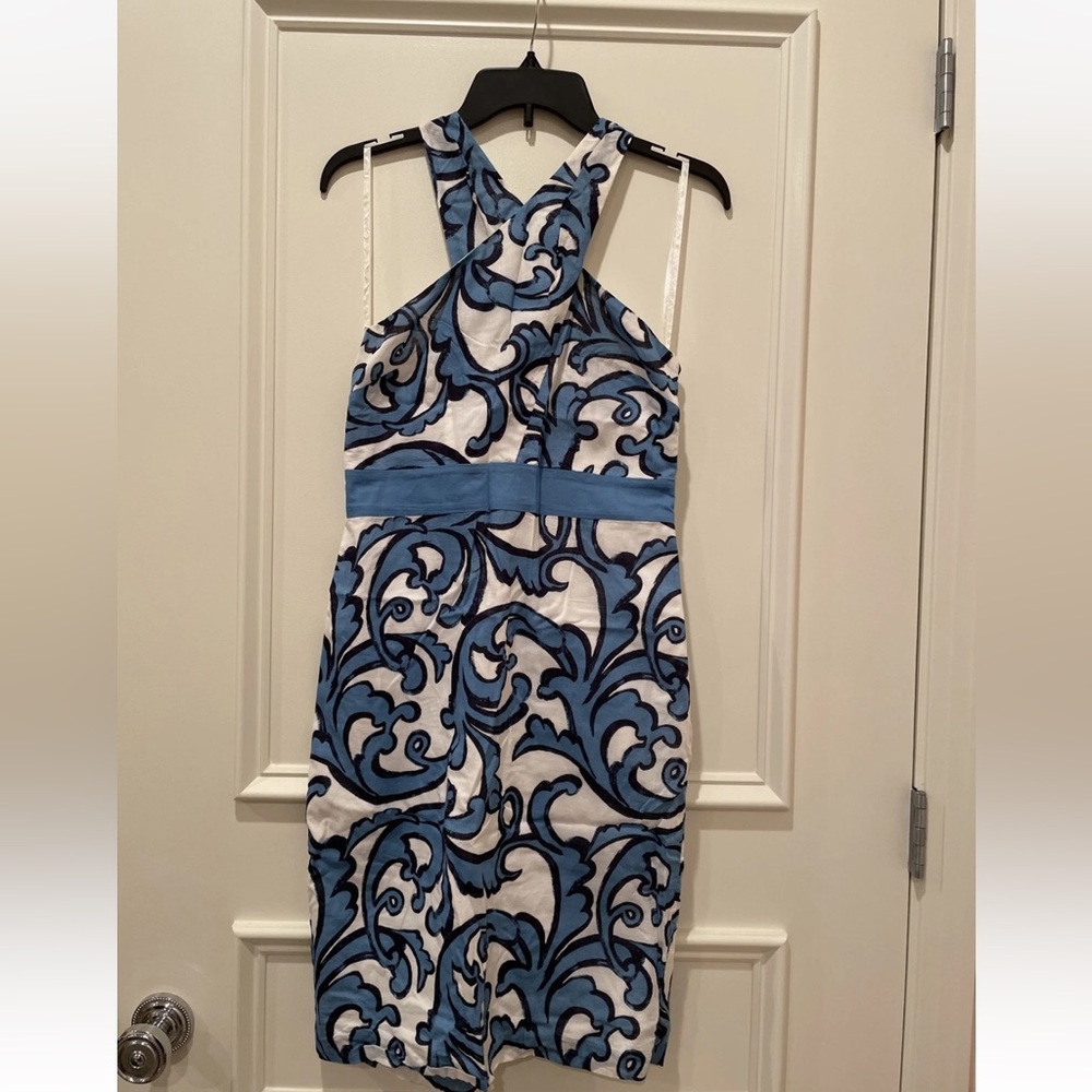 Merona Blue and White Halter Cross neck sundress 6
